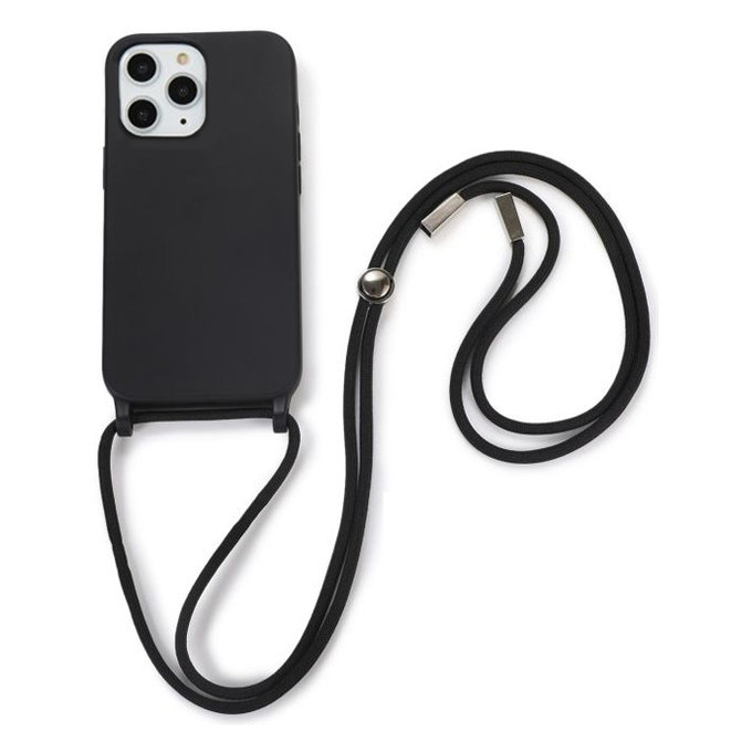 FixPremium - Silikonski ovitek z vrvico za iPhone 11 Pro Max, črn