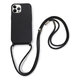 FixPremium - Silikonski ovitek z vrvico za iPhone 12 in 12 Pro, črn