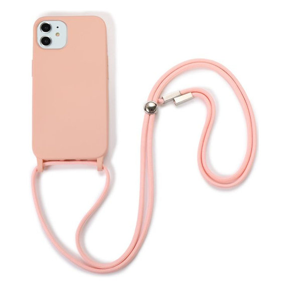 FixPremium - Silikonski ovitek z vrvico za iPhone 11, roza