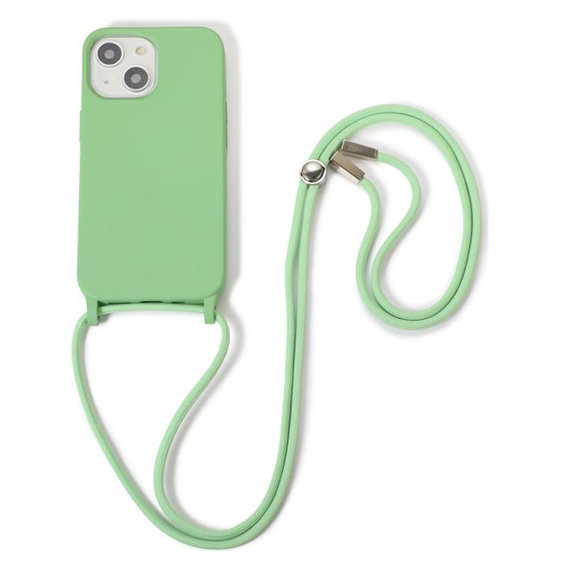 FixPremium - Silikonski ovitek z vrvico za iPhone 14 Plus, zelen