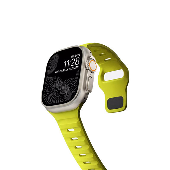 FixPremium - Športni silikonski pas za Apple Watch (42, 44, 45 in 49mm), tartrazin