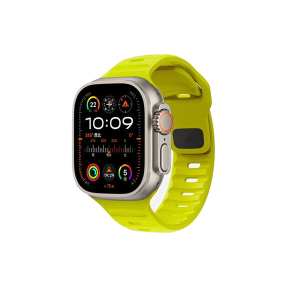 FixPremium - Športni silikonski pas za Apple Watch (42, 44, 45 in 49mm), tartrazin