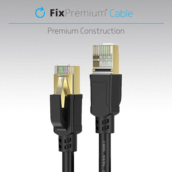 FixPremium - Omrežni Kabel - RJ45 / RJ45 (1m), črn