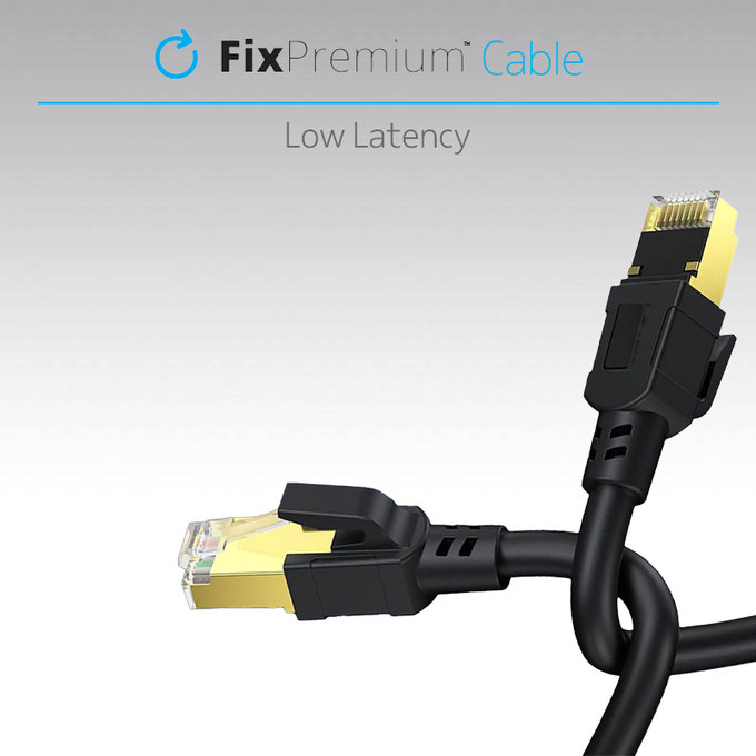 FixPremium - Omrežni Kabel - RJ45 / RJ45 (1m), črn