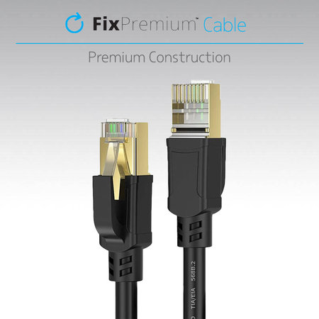 FixPremium - Omrežni Kabel - RJ45 / RJ45 (2m), črn
