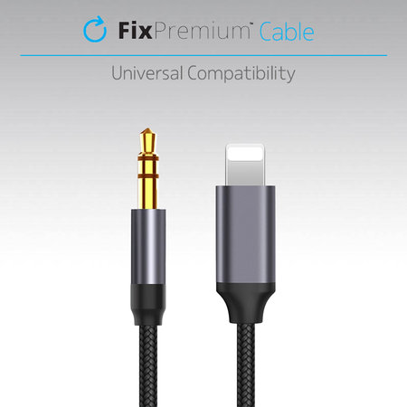 FixPremium - Lightning / Jack 3,5mm kabel (1 m), črn