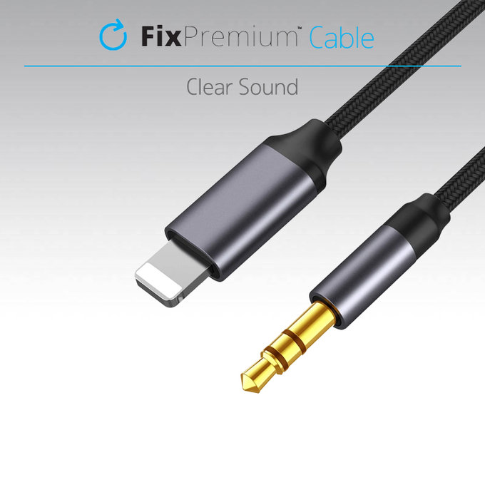FixPremium - Lightning / Jack 3,5mm kabel (1 m), črn