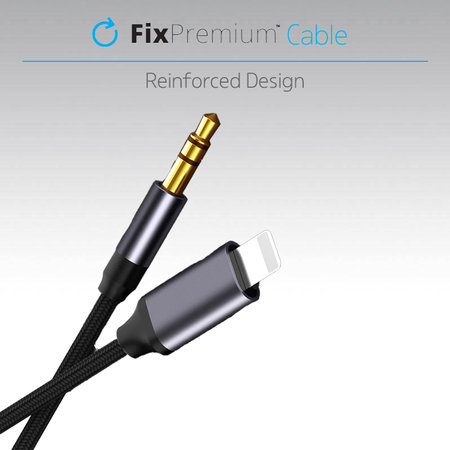 FixPremium - Lightning / Jack 3,5mm kabel (1 m), črn