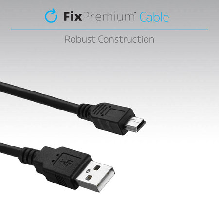 FixPremium - Mini-USB / USB kabel (1m), črn