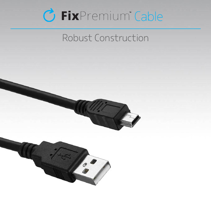 FixPremium - Mini-USB / USB kabel (1m), črn