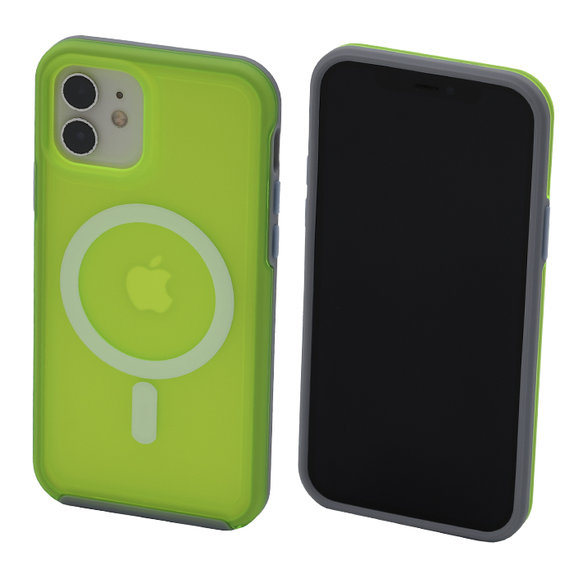 FixPremium - Ovitek Clear z MagSafe za iPhone 12 in 12 Pro, neon green