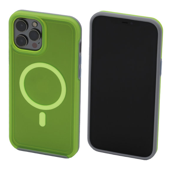FixPremium - Ovitek Clear z MagSafe za iPhone 12 Pro Max, neon green