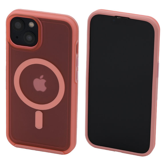 FixPremium - Ovitek Clear z MagSafe za iPhone 14, peach pink