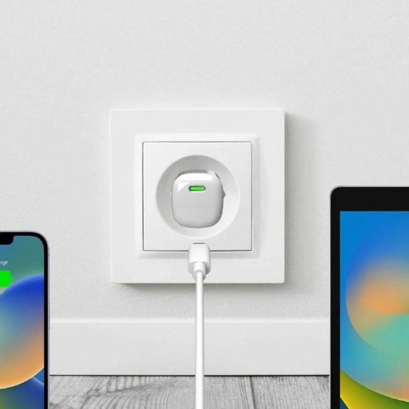 PURO - Polnilni adapter MiniPro USB-C, GaN, 20W, bela