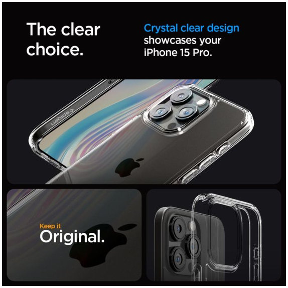 Spigen - Ovitek Ultra Hybrid za iPhone 15 Pro, Crystal Clear
