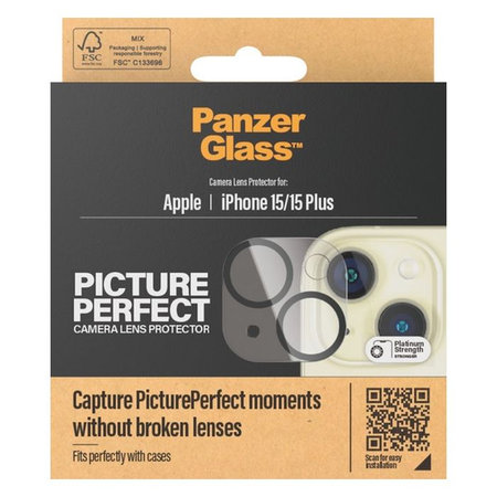 PanzerGlass - Zaščitni Ovitek za Objektiv Kamere PicturePerfect za iPhone 15 in 15 Plus, transparent