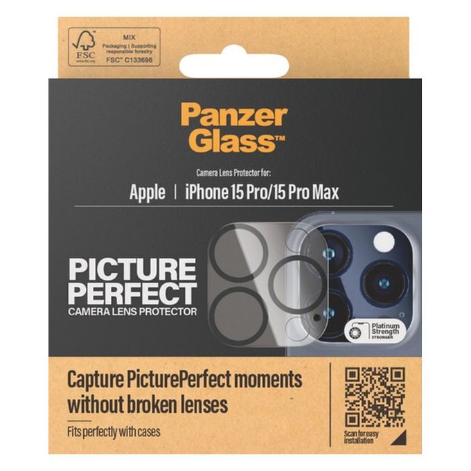 PanzerGlass - Zaščitni Ovitek za Objektiv Kamere PicturePerfect za iPhone 15 Pro in 15 Pro Max, transparent