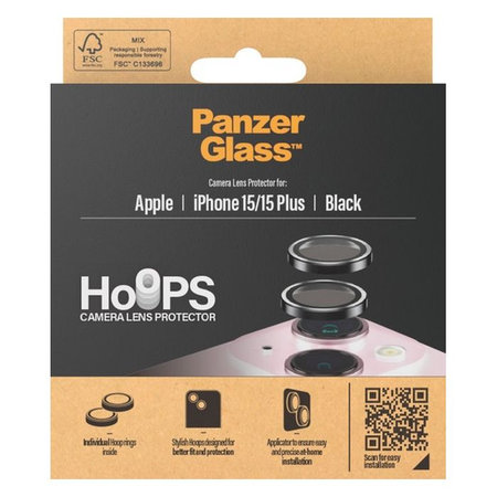 PanzerGlass - Zaščitni Ovitek za Objektiv Kamere Hoops za iPhone 15 in 15 Plus, transparent
