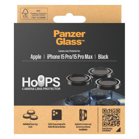 PanzerGlass - Zaščitni Ovitek za Objektiv Kamere Hoops za iPhone 15 Pro in 15 Pro Max, transparent
