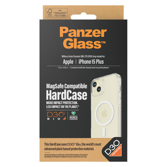 Ovitek HardCase D3O z MagSAFE by PanzerGlass za iPhone 15 Plus, Prozorna, PanzerGlass