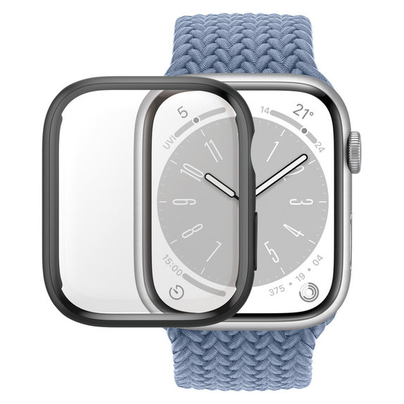 Kaljeno steklo Full Body D3O za Apple Watch 9/8/7 41 mm, Črna, PanzerGlass