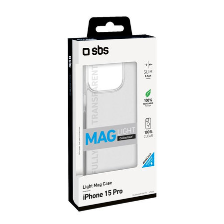 SBS - Puzdro Light Mag kompatibilné s MagSafe pre iPhone 15 Pro, transparent