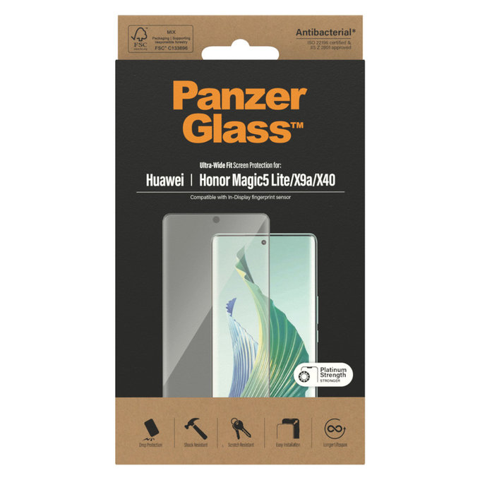 Kaljeno steklo UWF za Honor Magic5 Lite, Črna, PanzerGlass