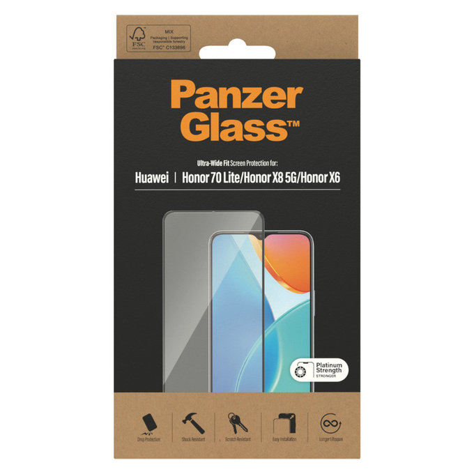 Kaljeno steklo UWF za Honor 70 Lite, Črna, PanzerGlass