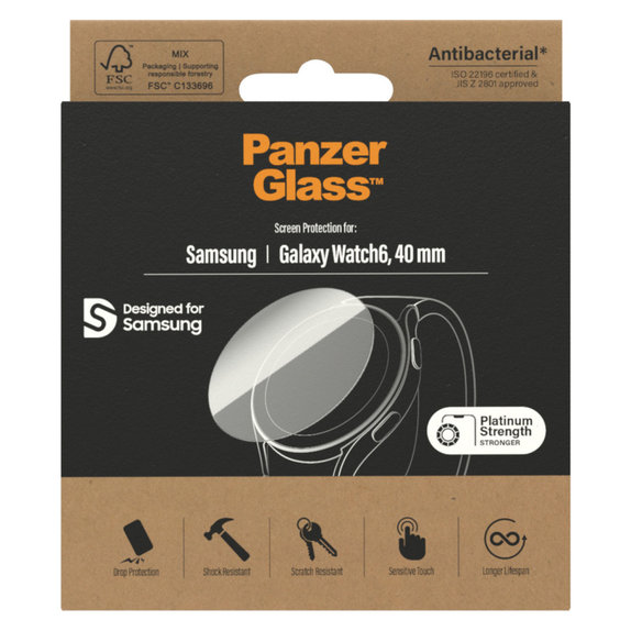 Kaljeno steklo Flat Glass AB za Samsung Galaxy Watch6 40 mm, Prozorna, PanzerGlass
