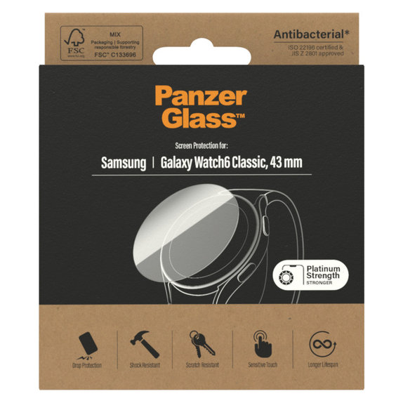 Kaljeno steklo Flat Glass AB za Samsung Galaxy Watch6 43 mm, Prozorna, PanzerGlass