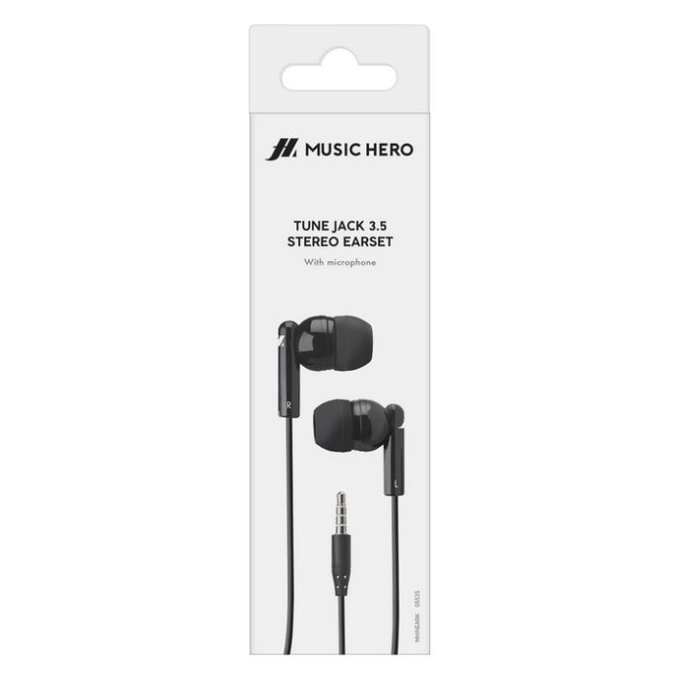 Music Hero - Stereo Slušalke Tune, Jack 3.5mm, črna