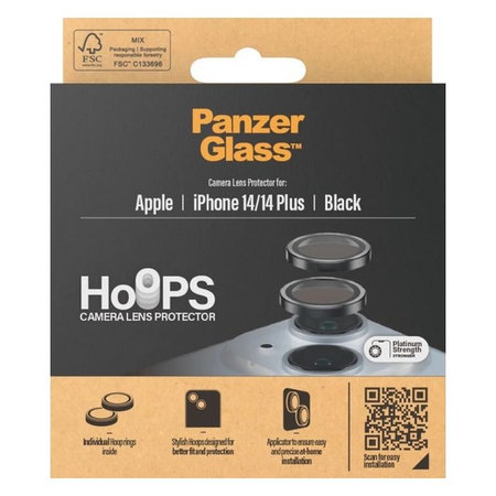 PanzerGlass - Zaščitni Ovitek za Objektiv Kamere Hoops za iPhone 14 a 14 Plus, črna