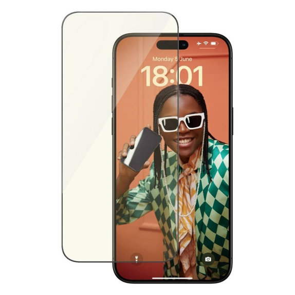 Kaljeno steklo UWF Eyecare z aplikatorjem za iPhone 15 Pro Max, Črna, PanzerGlass