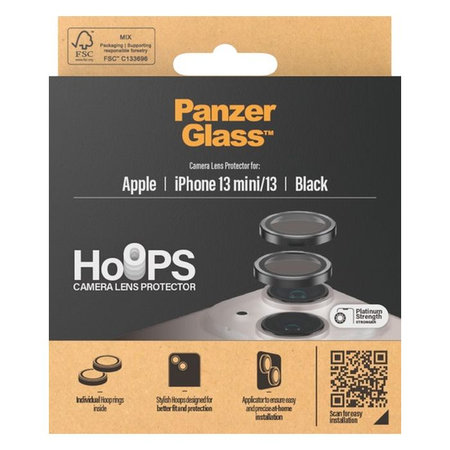 PanzerGlass - Zaščitni Ovitek za Objektiv Kamere Hoops za iPhone 13 a 13 mini, črna
