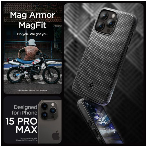 Spigen - Ovitek Mag Armor z MagSafe za iPhone 15 Pro Max, Matte Black