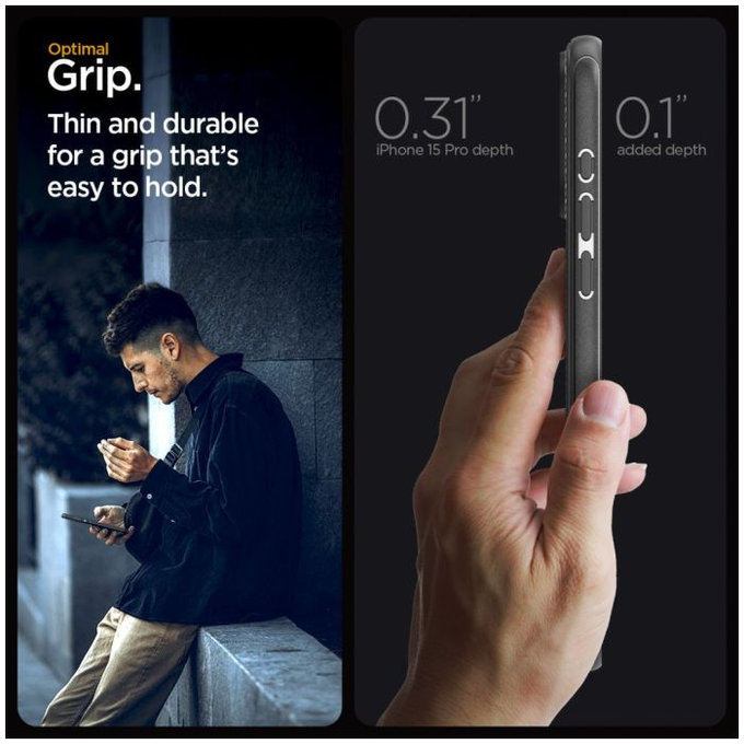 Spigen - Ovitek Mag Armor z MagSafe za iPhone 15 Pro, Matte Black