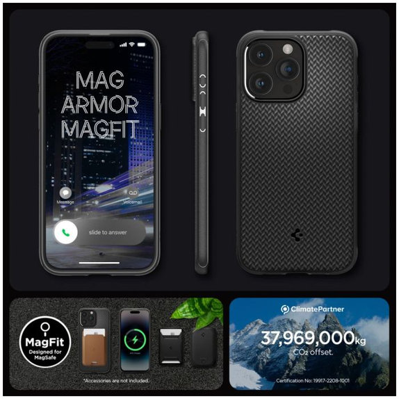 Spigen - Ovitek Mag Armor z MagSafe za iPhone 15 Pro, Matte Black