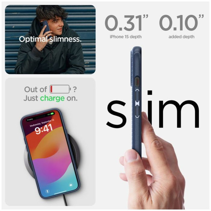 Spigen - Ovitek Mag Armor z MagSafe za iPhone 15, Navy Blue