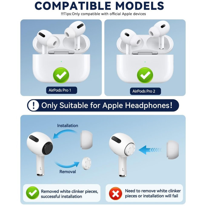 FixPremium - AirPods Pro Tips - Komplet 2 kosa (L, S), white