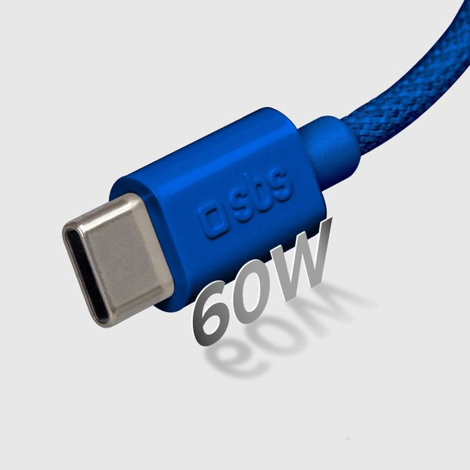 SBS - Kabel USB-C/USB-C, 60W, PD, 1.5m, modra