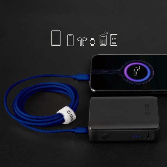 SBS - Kabel USB-C/USB-C, 60W, PD, 1.5m, modra