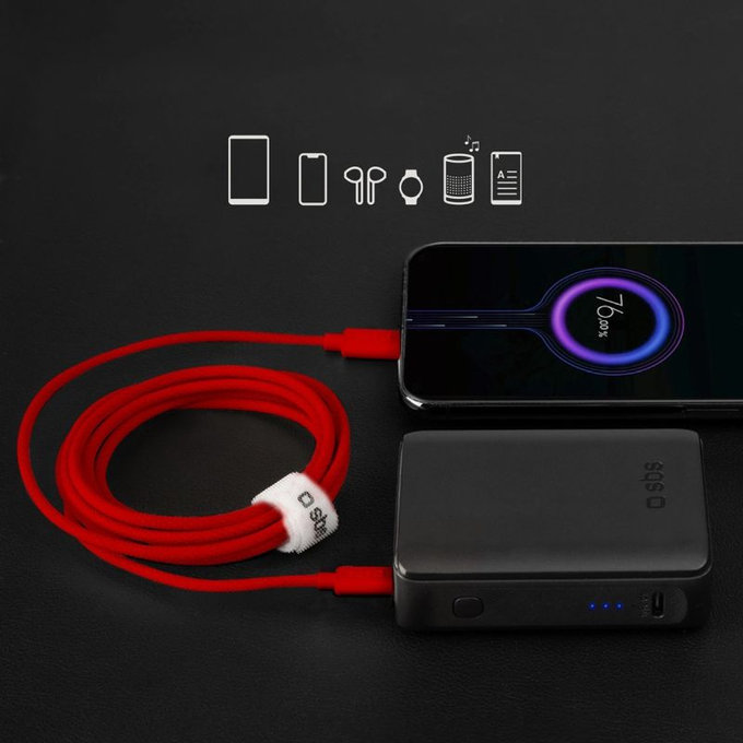SBS - Kabel USB-C/USB-C, 60W, PD, 1.5m, rdeča