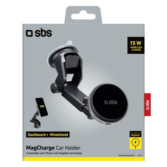 SBS - Nosilec za Avto MagCharge, 15W, črna