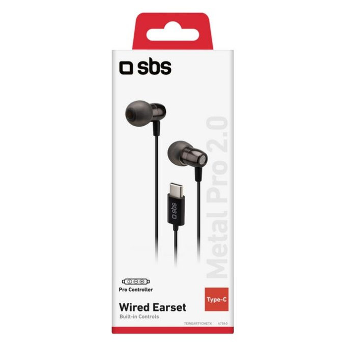SBS - Slušalke Metal Pro 2.0, USB-C, črna