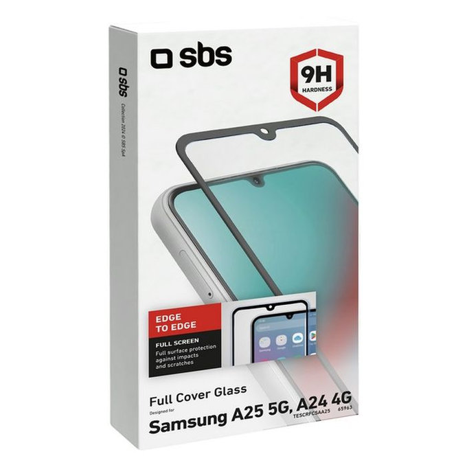 SBS - Kaljeno steklo Full Cover za Samsung Galaxy A25 5G, črna