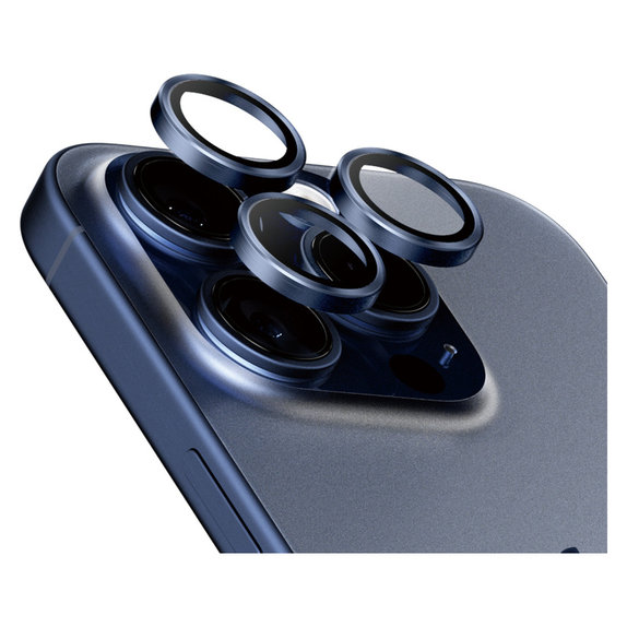 Zaščita objektiva kamere Hoops za iPhone 15 Pro/15 Pro Max, Blue Titanium, PanzerGlass