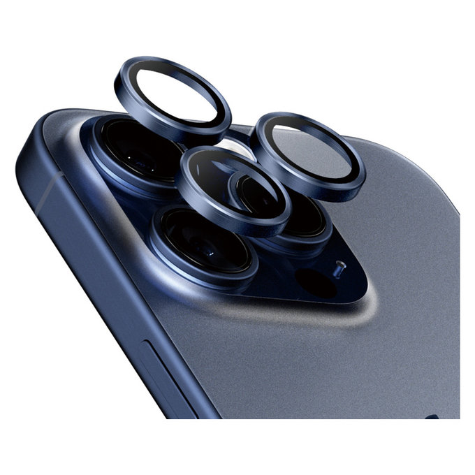 Zaščita objektiva kamere Hoops za iPhone 15 Pro/15 Pro Max, Blue Titanium, PanzerGlass