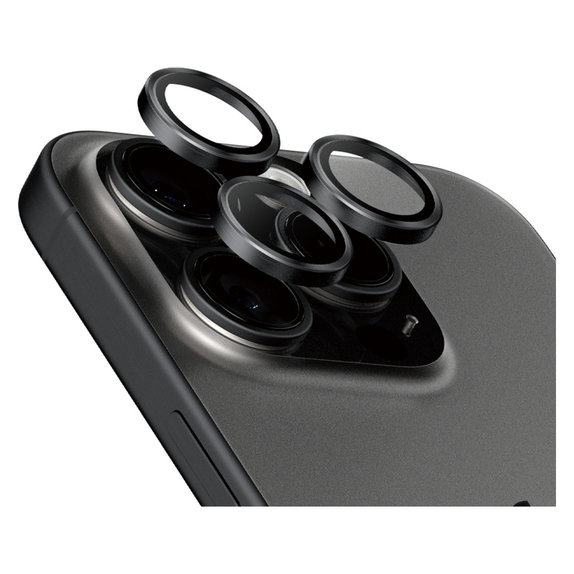 Zaščita objektiva kamere Hoops za iPhone 15 Pro/15 Pro Max, Black Titanium, PanzerGlass