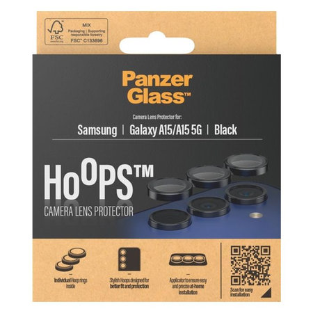PanzerGlass - Zaščitni Ovitek za Objektiv Kamere Hoops za Samsung Galaxy A15, črna