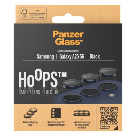 PanzerGlass - Zaščitni Ovitek za Objektiv Kamere Hoops za Samsung Galaxy A25, črna